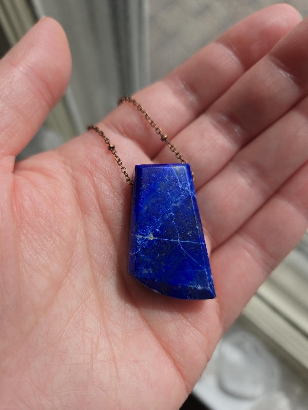 Lapis Pendant On Copper Chain